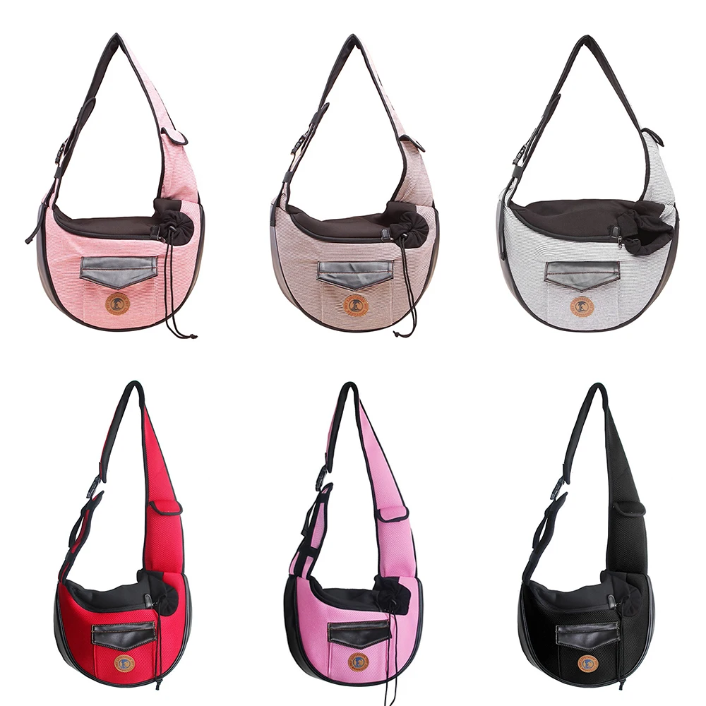 

Pet Dog Cat Carrier Bag Outdoor Travel Handbag Pouch Mesh Leather Carrier Bag Sling Breathable Adjustable Padded Shoulder Strap