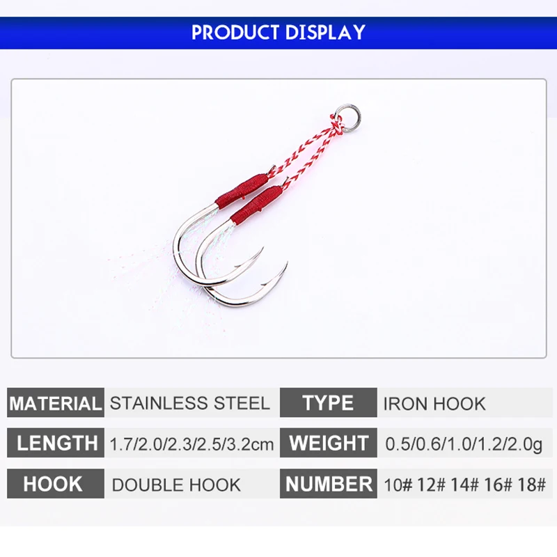 AS 20pairs/Lot Jig Lure Assist Hook Jigging Double Barbed Assist Hooks High Carbon Steel Fishing Lure pesca Slow Jigging Hooks enlarge