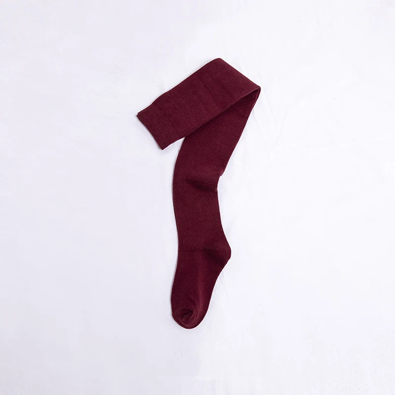 wine red Женские облегающие чулки с манжетами, Нескользящие хлопковые длинные чулки, женские осенние спортивные уличные теплые носки бордового цвета - Цвет: wine red