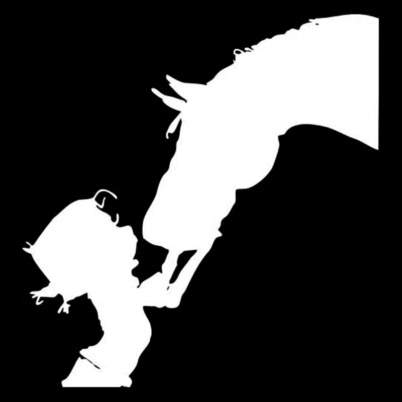

14x14cm Girl Cowgirl Kiss Horse Fashion Car Accessories Stickers Black/Silver