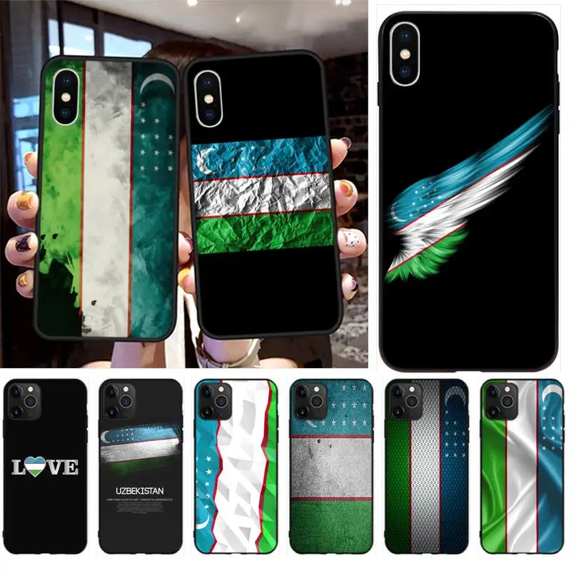 

YJZFDYRM Uzbekistan Flag Coque Shell Phone Case for iPhone 11 pro XS MAX 8 7 6 6S Plus X 5S SE 2020 XR case