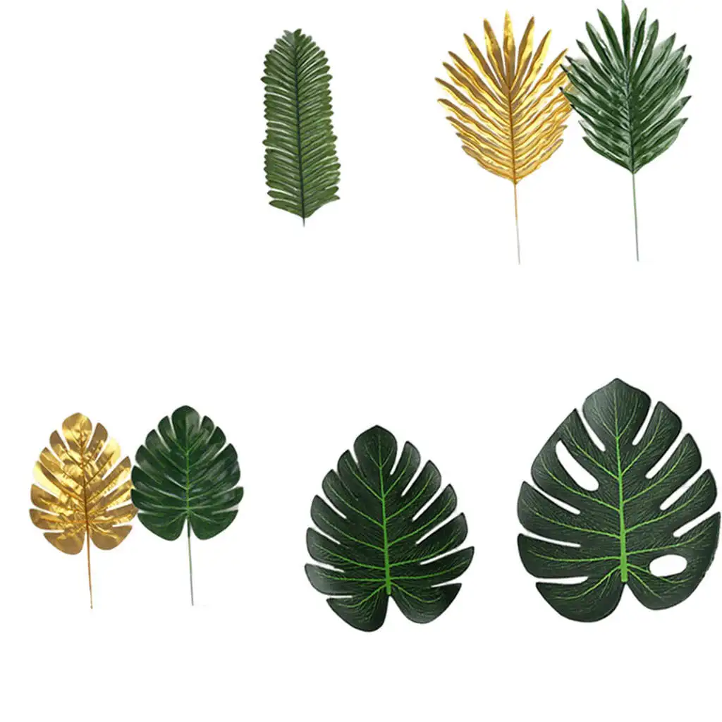 

66x Artificial Palm Leaves Decor Tropical Leaves with Stems for HawaiianJungle Party Parties Arrangement Baby Shower