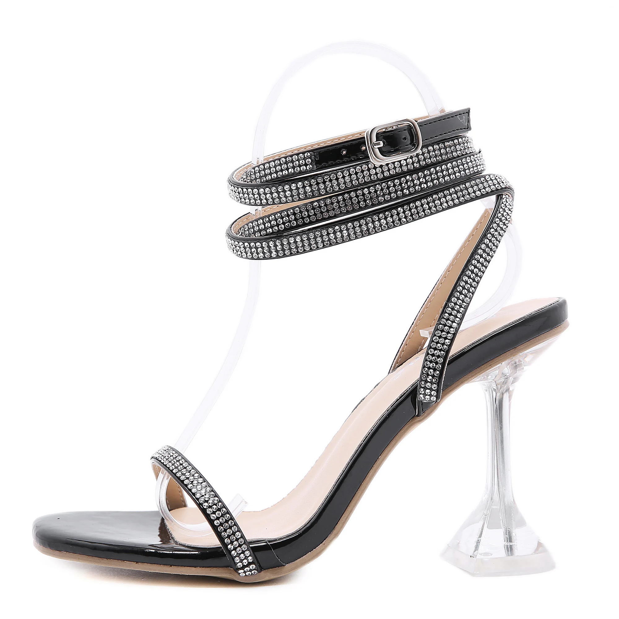 

WETKISS Women Gladiator Sandals Strappy High Heels Sandals Crystal Lace Up Ankle Strap Sandals Sexy Party Shoes Big Size 42