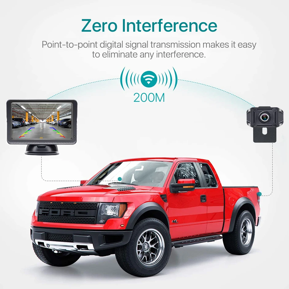 $58.79 GreenYi 5 Inch Wireless IPS Car Monitor DVR 1080P Reverse Rear View Camera Driving Kit with Stable Digital Signal Auto Parking