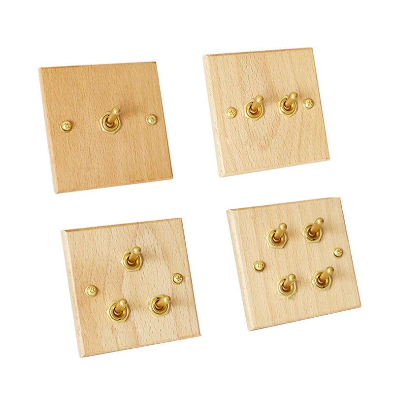 Настенный переключатель 86 типа рычаг переключения из массива дерева и латуни