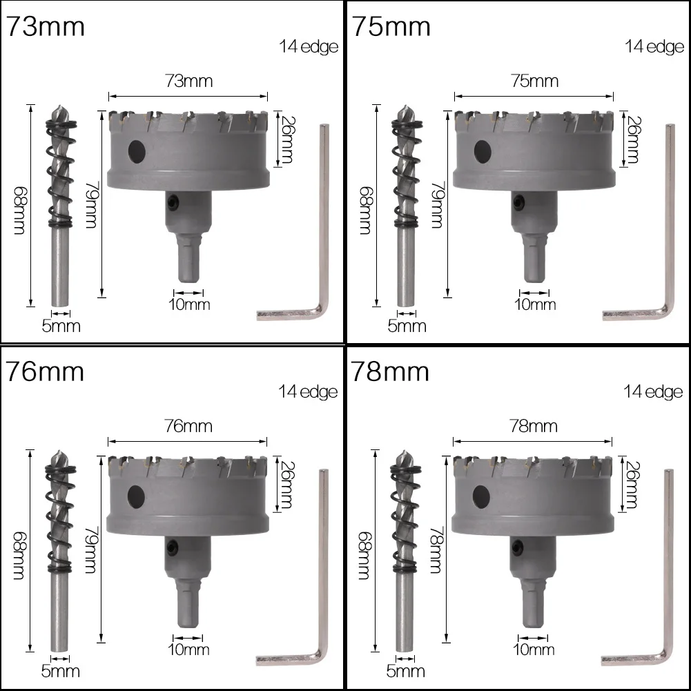 

TCT Hole Saw Drill Bits Alloy Carbide Cobalt Steel Cutter Stainless Steel Plate Iron Metal Cutting Kit 12-200mm 5A lloy Drilling