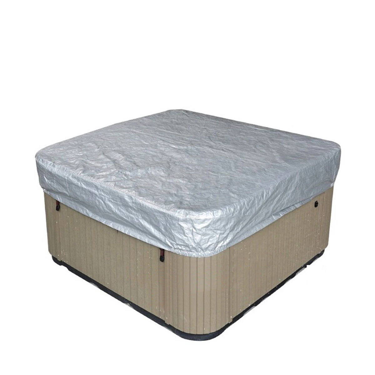 

Universal Hot Tub Spa Cover All-Weather Spa Cover Cap Guard Waterproof Silver Jacket Bag Protector 200X200X25cm Protect Large