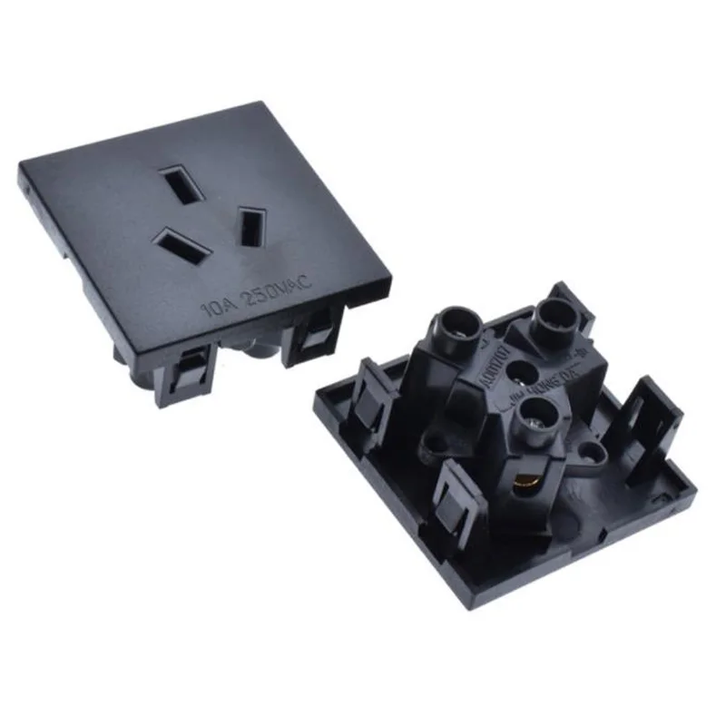 Черная медная квадратная электрическая розетка переменного тока 10 А 250 В