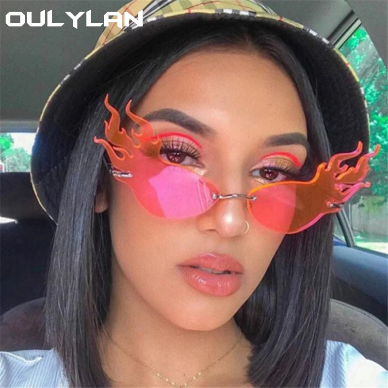 Солнцезащитные очки Oulylan кошачий глаз с огненным пламенем для женщин и мужчин