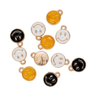 30pcslot 1012mm kc gold color enamel smiling face charms for necklace bracelet jewelry making diy earring findings