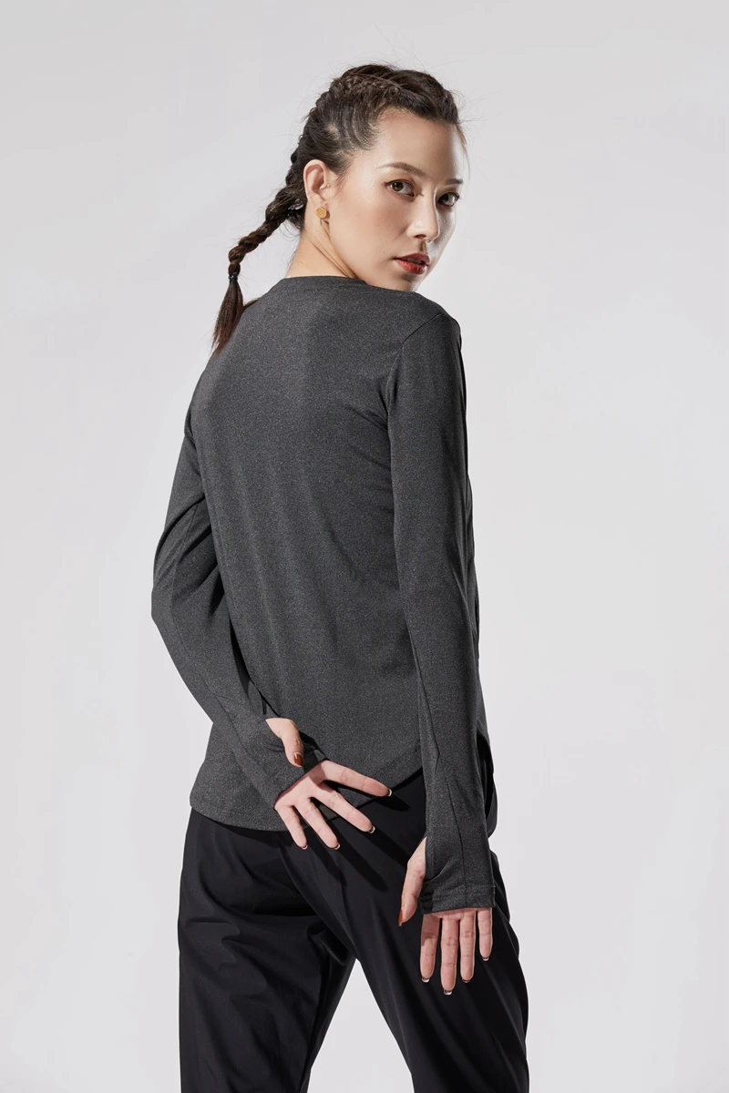 Осенне зимний спортивный костюм для йоги топ Женская Спортивная футболка