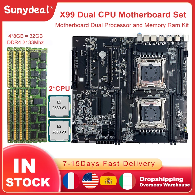 

Флэш-память X99 с Xeon E5 2680 V3 LGA 2011-3, двойной ЦПУ, 4 шт., 8 ГБ = 32 Гб ОЗУ, 2133 МГц DDR4, Память ОЗУ
