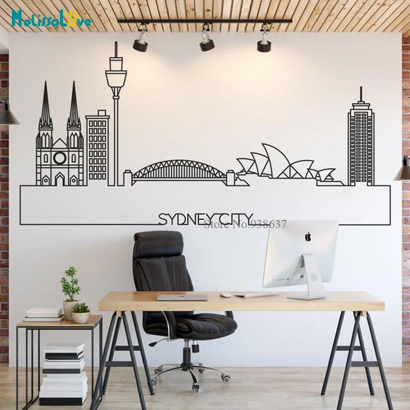 Декор Sidney Skyline городской пейзаж серия геометрических пейзажей наклейка подарок