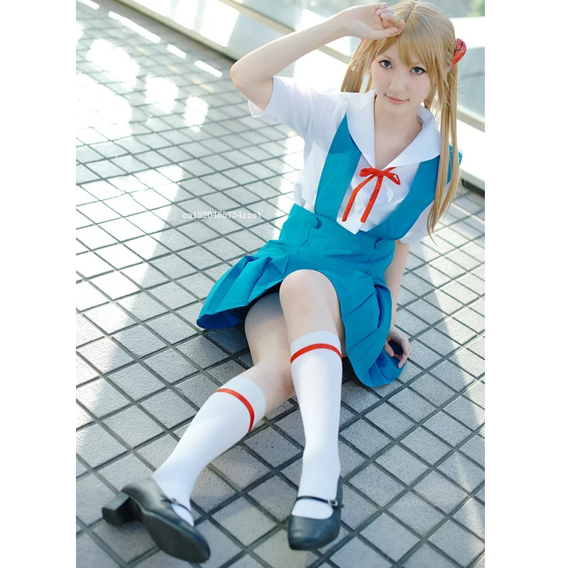 EVA костюм женский для праздника Хэллоуин синее платье комплект Asuka Langley Soryu Tokyo Ayanami