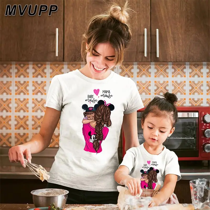 

mama baby mouse mother daughter family matching clothes mommy and me outfits for mum baby girl look tops mom t shirt big sisters