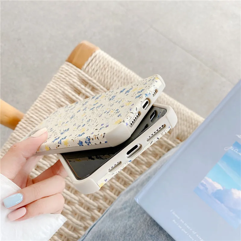 

Leather Flower Silicone Soft Phone Case For iPhone 7 8 Plus 2020 SE 7Plus 8Plus X XR XS Max 11 11Pro Max Case Capinha Cover Bag