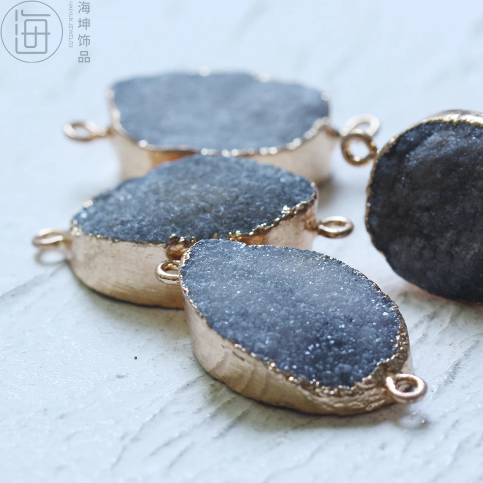 Соединитель из натурального камня для рукоделия-подвеска друзы овальной формы