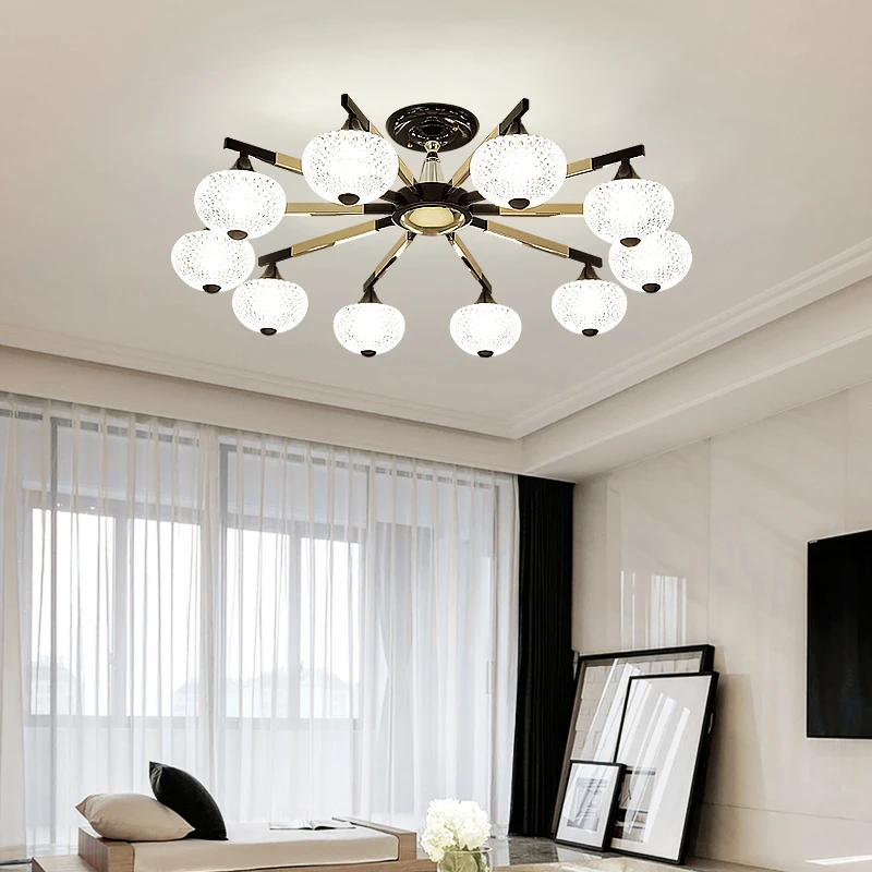 

Modern Gold&Black Metal Led Chandelier Lighting Acrylic Shades Living Room Led Pendant Chandeliers Lamp Bedroom Lights Fixtures