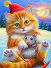 Набор для алмазной живописи 5D сделай сам, вышивка кошка и мышь особой формы, мозаика, искусство, животное, стразы, украшение для дома, подарок