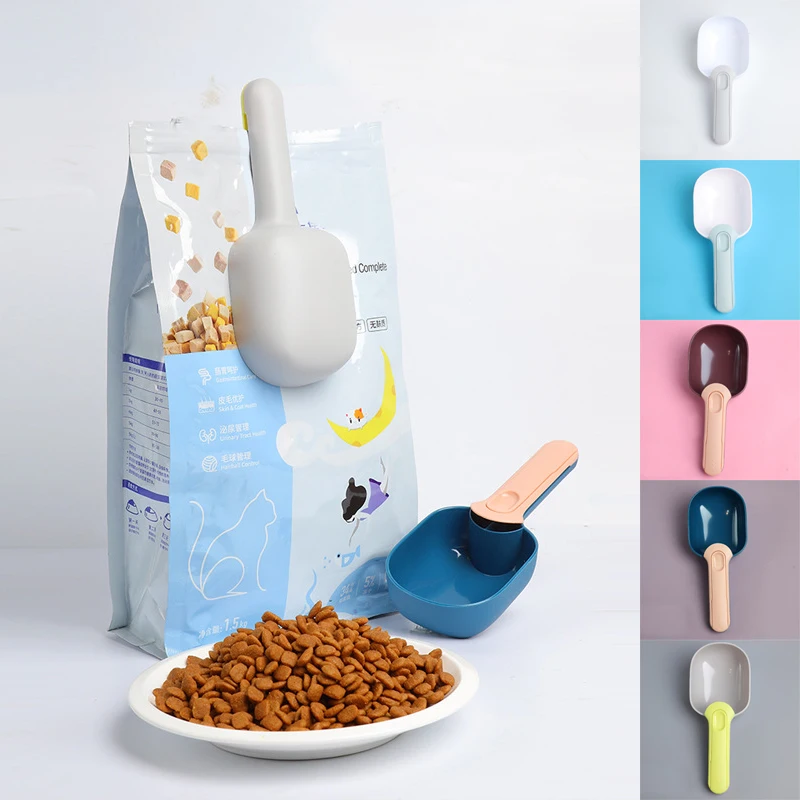 

Two-in-one ABS Cat Dog Spoon Pet Food Shovel Scoop Feeding Spoon with Sealing Bag Clip Pet Feeders Puppy Kitten Supplies