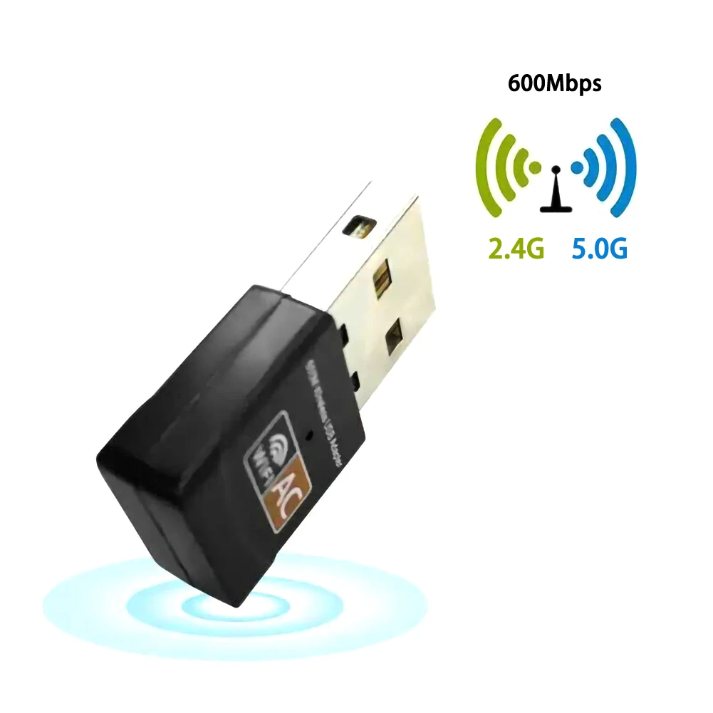 600 Мбит/с беспроводной USB Ethernet ПК WiFi адаптер переменного тока двухдиапазонный 2 4G/5G