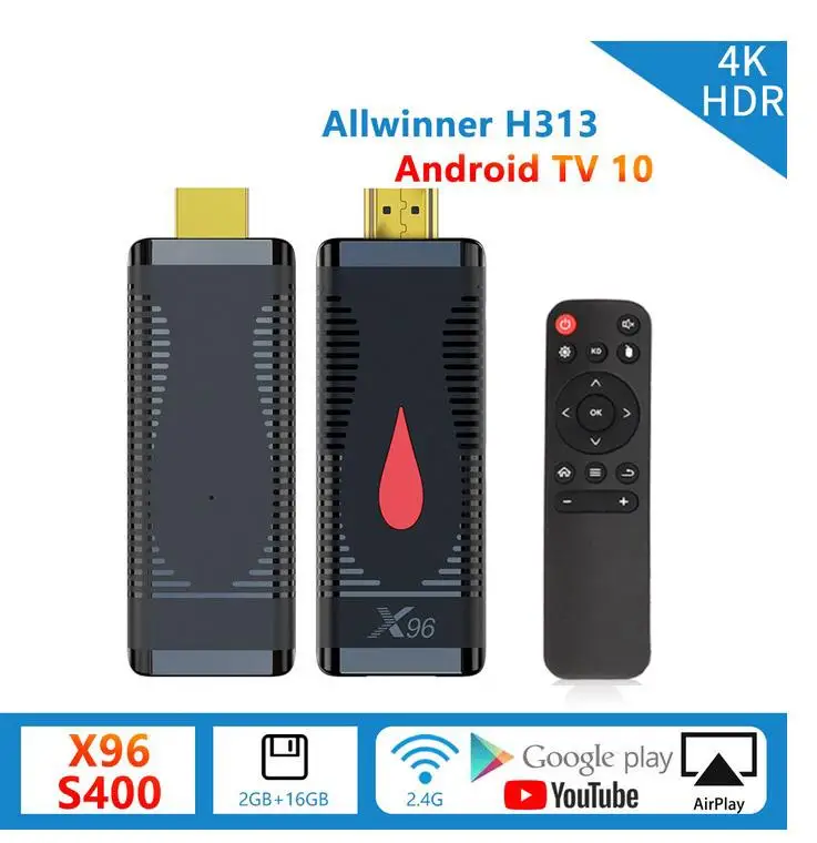 

Plastic Mini TV Stick X96 S400 TV Box for Android 9.0 2.4G Wifi H313 Smart 4K HD High Definition for Media Player Set TV Top Box
