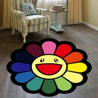 sun flower round carpet sweet smiley bedroom living room decoration area rug home decor anti slip floor mat chair kid game pad