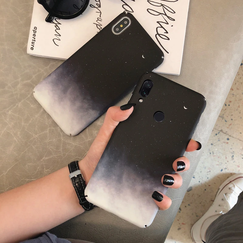Жесткий чехол для телефона Xiomi Xiaomi Mi 9 T Pro Lite 9se CC9 Redmi Note 7 8 K20 черно-белый со звездами