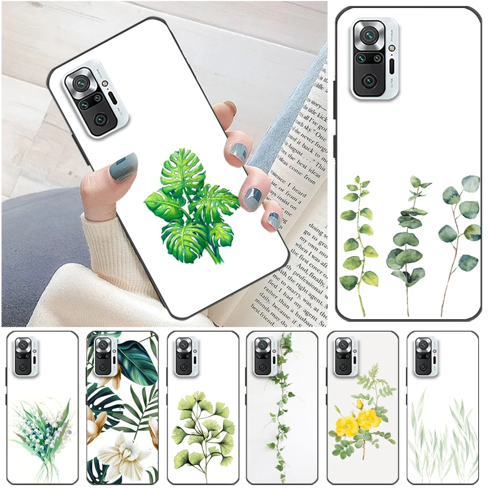 

Cute Interesting Painted Plant Pattern Phone Case For Xiaomi Redmi Note 10 10T 10S Pro MAX 5G Redmi Note 10S 10 Funda Soft TPU