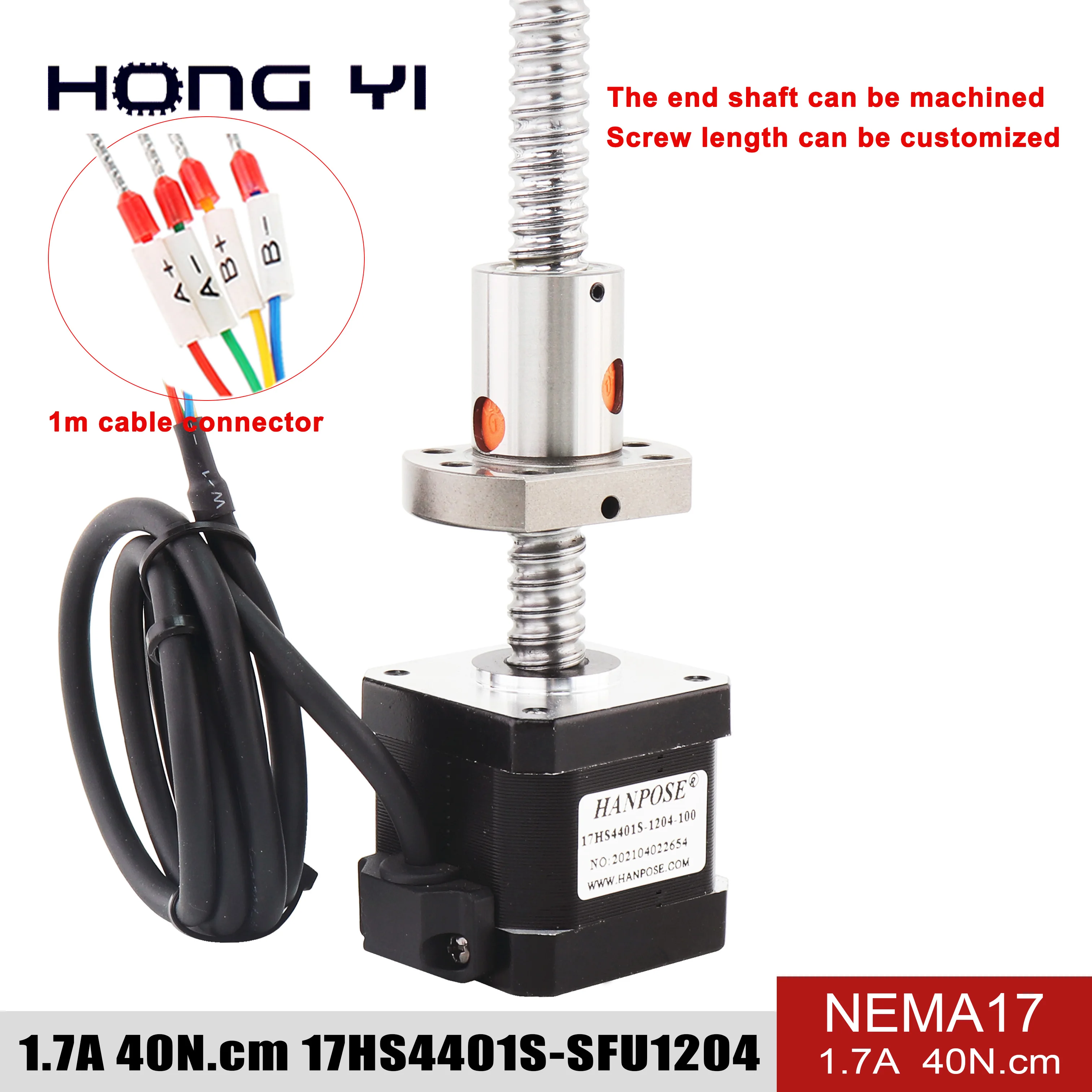 Nema 17 шаговый двигатель 1.7A 40н. См 17HS4401S SFU1204 шариковый винт 12 мм диаметр 42BYGH cnc