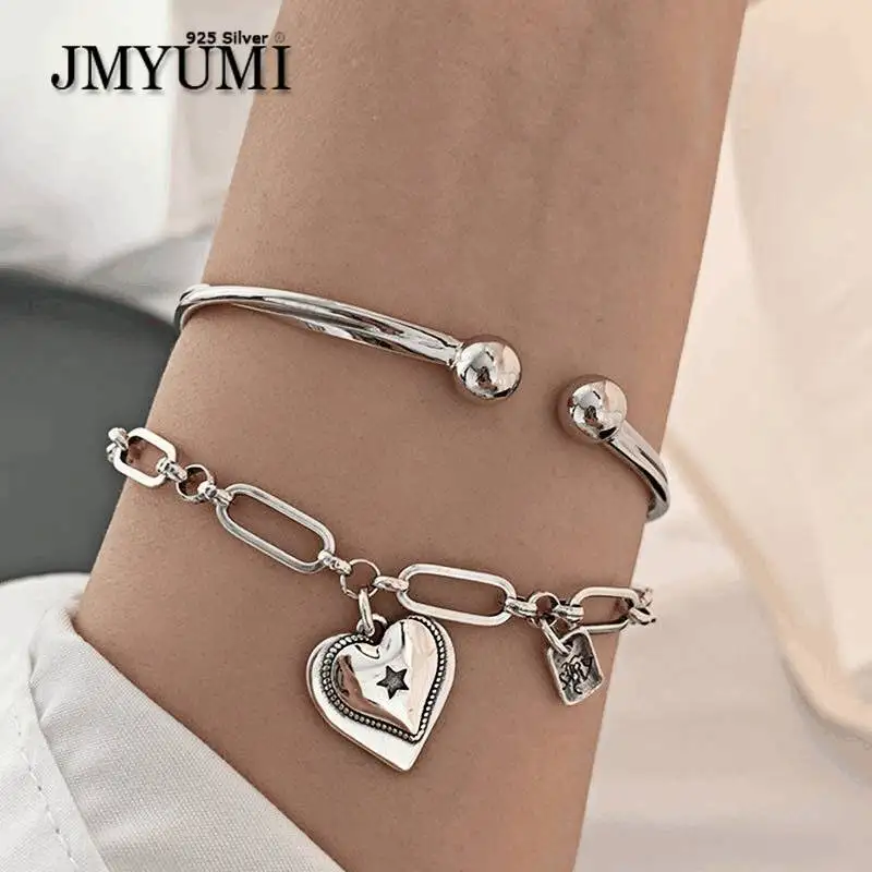 

Женский браслет из серебра 925 пробы, с сердечками