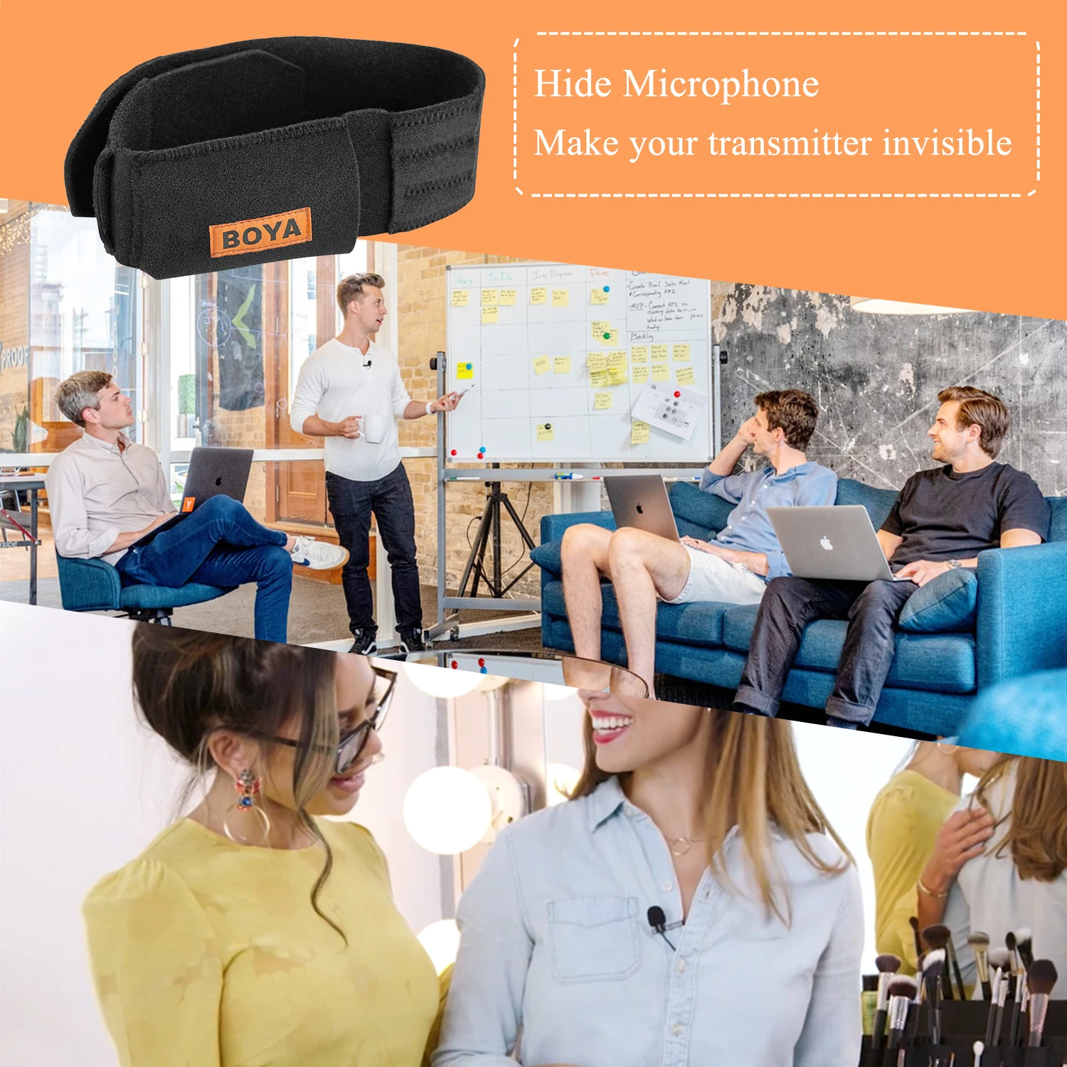 BOYA BY-MB2 2pcs Professional 610mm Dual Belts Set Bodypack Carrier Straps for Hiding Wireless Condenser Microphone Transmitter