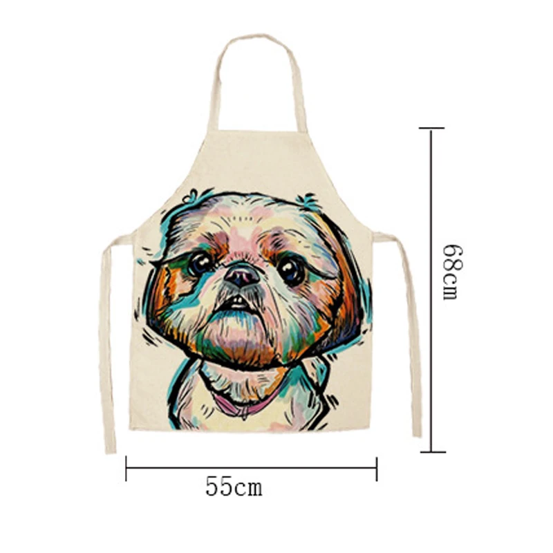 

68x55cm Kitchen Household Adult Antifouling Apron Sleeveless Polyester Dog Animal Series Printed Coverall