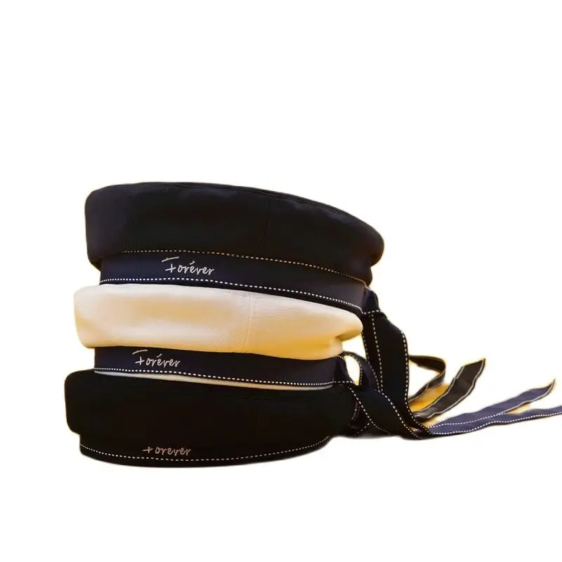 Осенне зимние модные женские береты с лентой Купольные шапки для женщин в