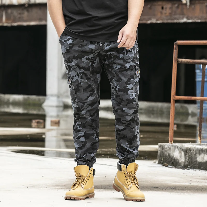 Осенние уличные мужские камуфляжные брюки карго с несколькими карманами для