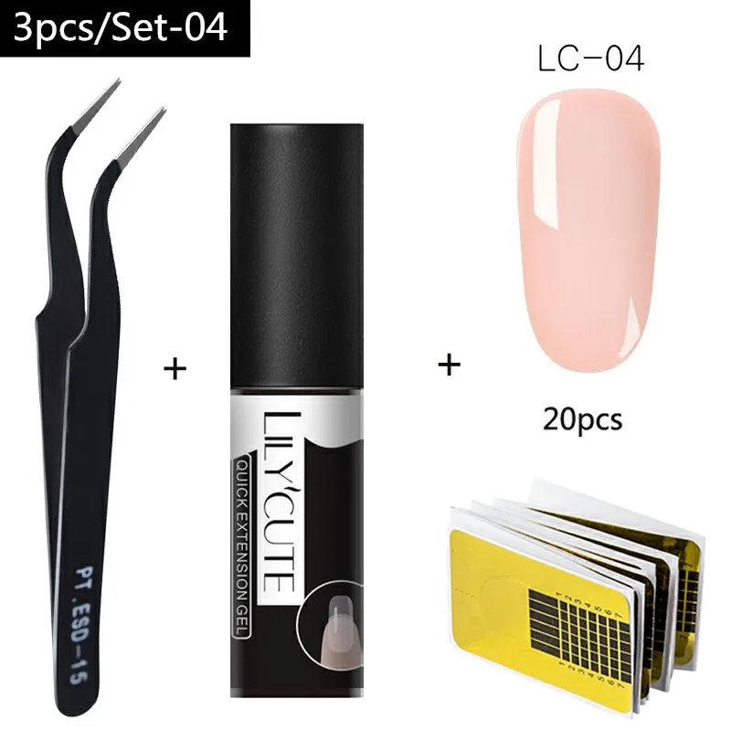 3pcs 4 LILYCUTE 5 мл быстрое удлинение Гель-лак прозрачный розовый ногтей типсы дизайн УФ гель для ногтей поли расширение Гель-лак - Цвет: 3pcs 4
