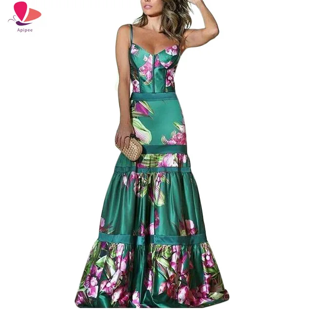 

Женское винтажное платье макси, Элегантное повседневное платье с принтом, лето 2022