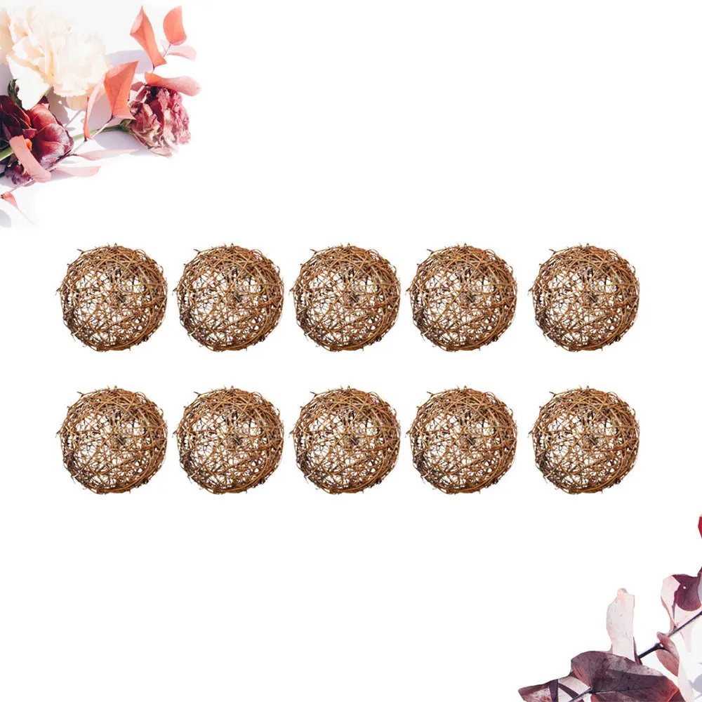 

10PCS Hand Knitting Decorative Vine Balls Room Pendant Tree Hanging Ornaments for Kindergarten Cafe Bar Wedding (10cm)