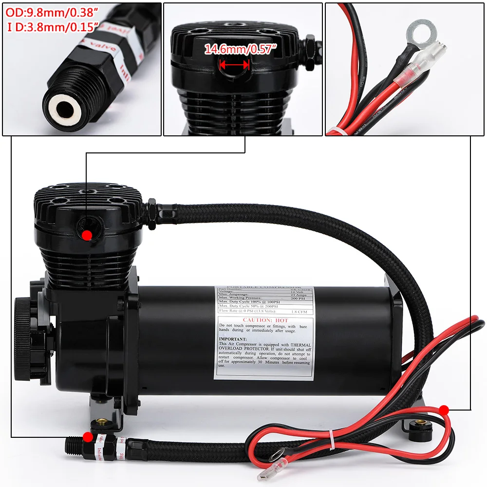 Универсальный DC 12V 480c MAXPOWER 200 PSI выход 3/8 или 1/4 автомобильный компрессор