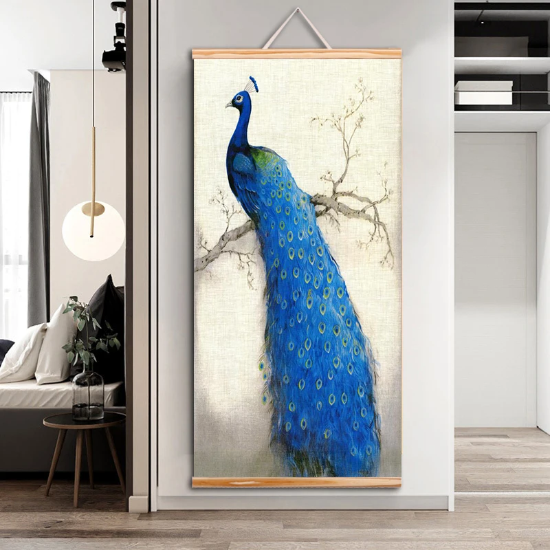 Дикая животная Павлин Ретро картина в скандинавском стиле искусство интерьера