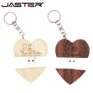 Деревянный U-диск JASTER в форме сердца, 10 шт., бесплатный логотип, USB 2,0, 4 ГБ8 ГБ16 ГБ32 ГБ64 ГБ, USB флеш-накопитель, бесплатная доставка