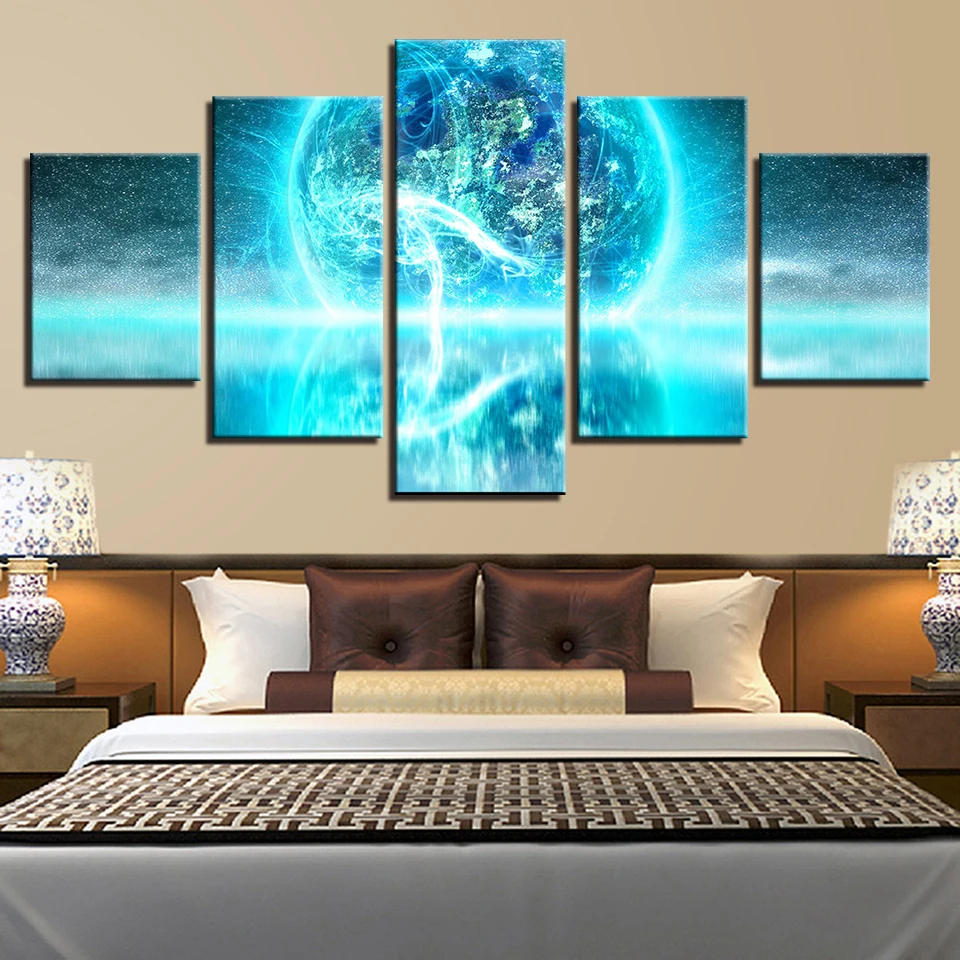 Spaceman Earth Jupiter Venus Sun Moon Universe 5 Piece Wall Pictures For Living Room Canvas Painting Art Home Decor Abstract 127 | Дом и сад