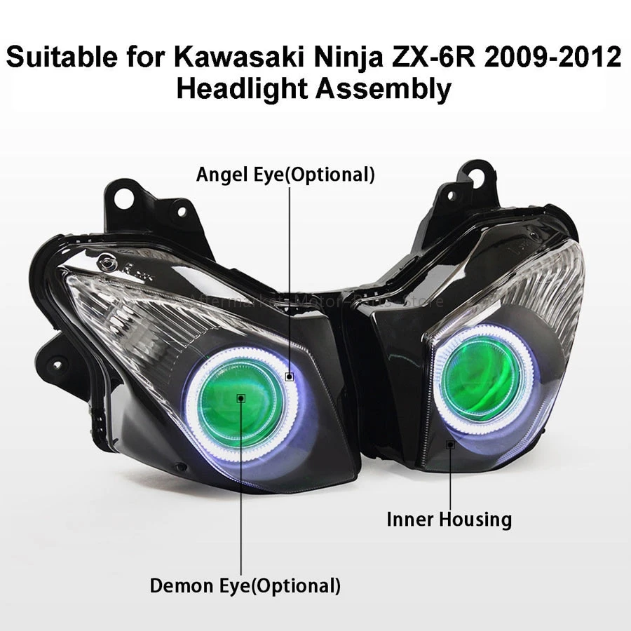 Мотоциклетная фара в сборе для Kawasaki Ninja ZX6R 09 12 настраиваемый HID проектор