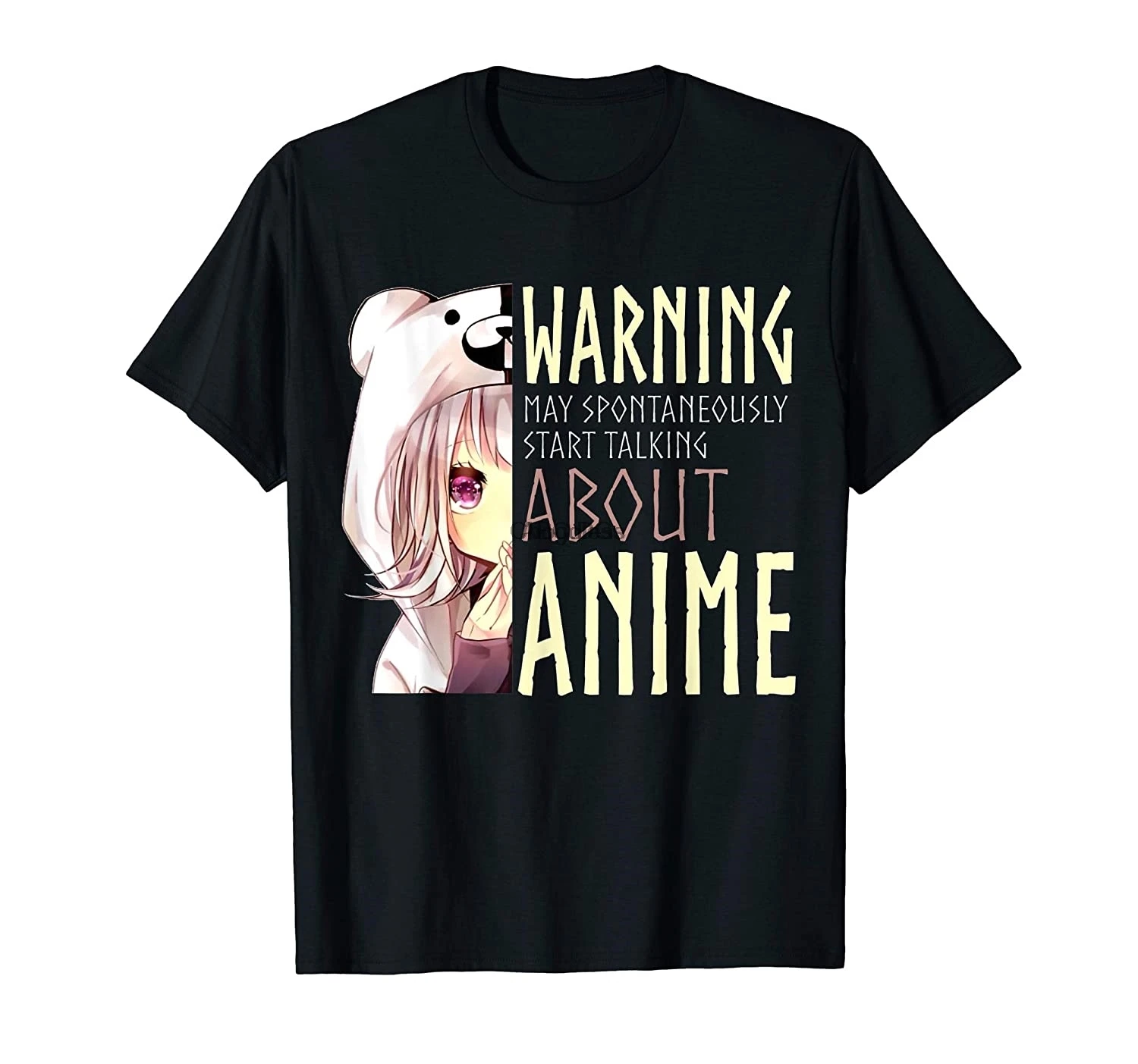 Футболка с аниме внимание может спонтанно начать разговор | Мужская одежда