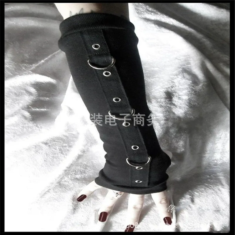 Black Single 1 Piece Готический митенки перчатки с пряжки Для женщин длинные митенки без пальцев гот в стиле панк танцор наручей; эластичная женская обувь черного цвета - Цвет: Black Single 1 Piece