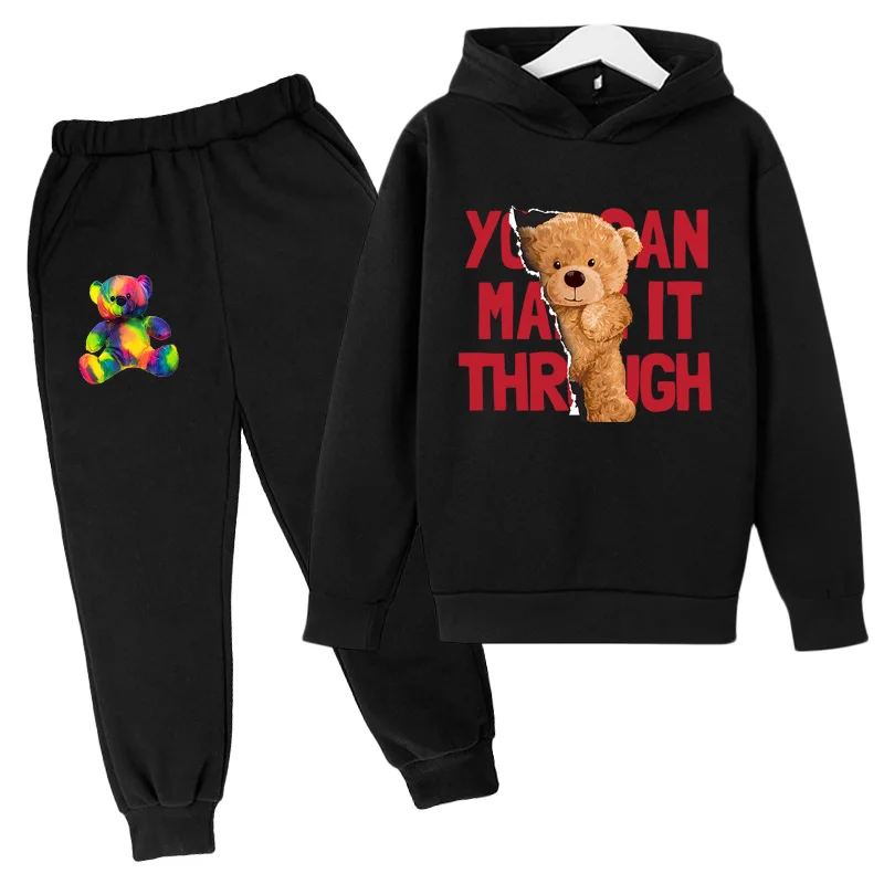 

Autumn Cotton children's clothing Cute Bear 3D Printed Sweatshirt Anime Clothes Cosplay Girl sets Baby clothes young children