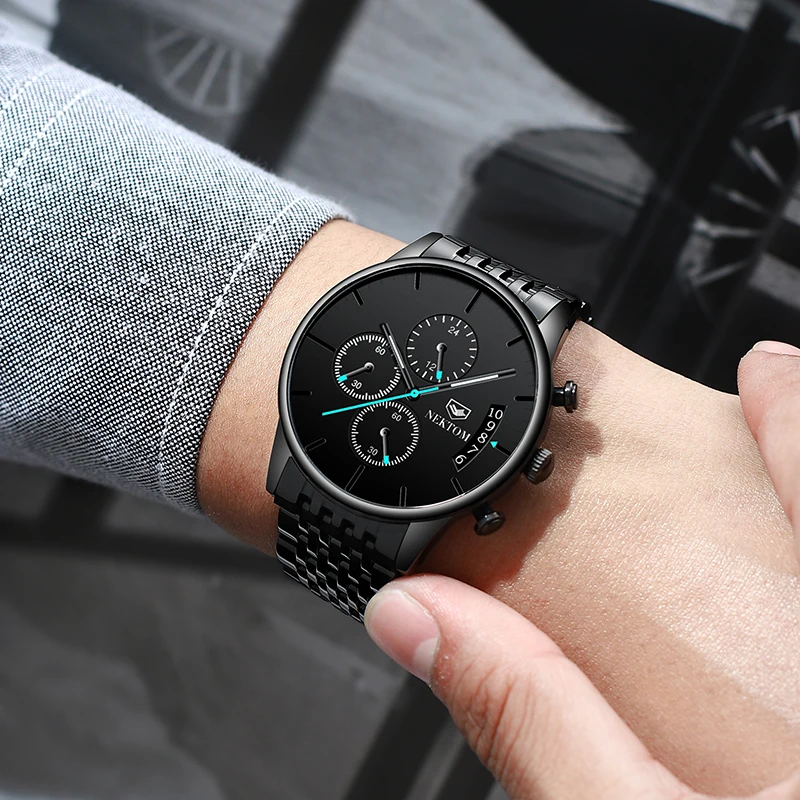 

Watch Clock Fashion Brand Stainless Steel Watches Sport Wristwatch Montre Homme Military Watches for Mens 42mm Diamond