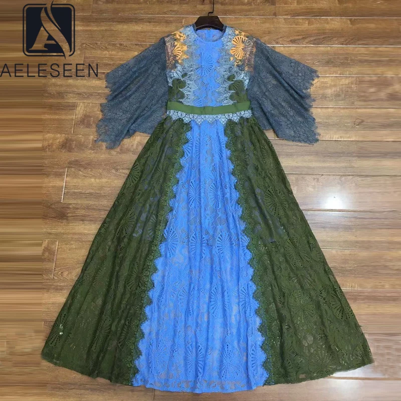 Женское кружевное платье макси AELESEEN Роскошное дизайнерское размера плюс с