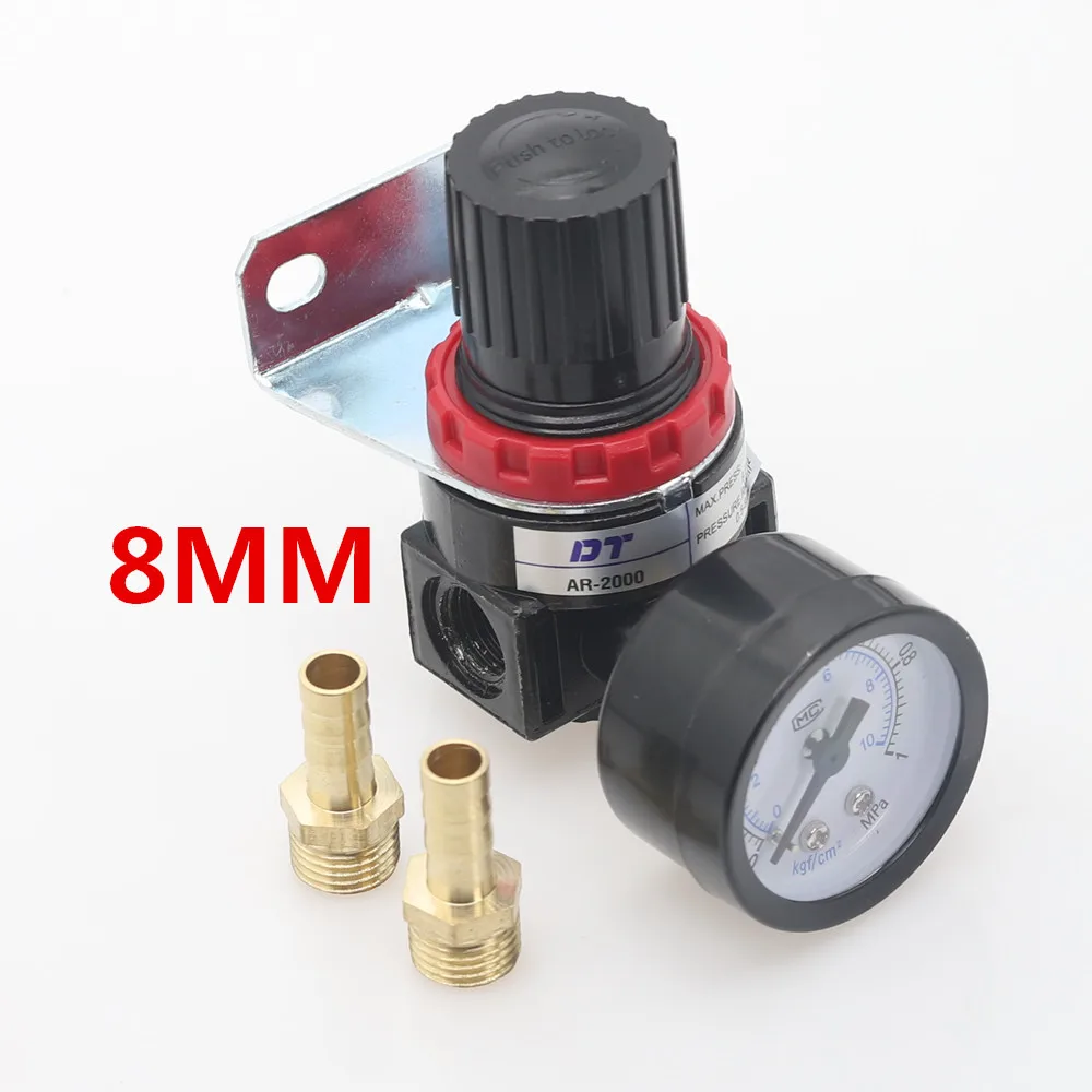 AR2000-8mm AR2000 1/" Резьба BSP пневматические компрессоры регулятор давления редукционный клапан 4 мм 6 мм 8 мм 10 мм 12 мм соединительные фитинги - Цвет: AR2000-8mm