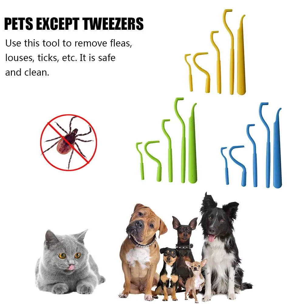 

5pcs/lot Pet Cats Dog Tick Removal Tool Flea Louse Clipper Dual Teeth Cleaning Mites Twist Hook Remover Pet Supplies
